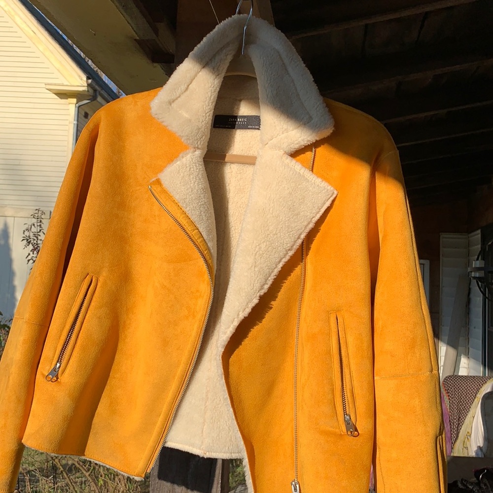 Zara Faux Suede & Fleece Small Women’s Bomber